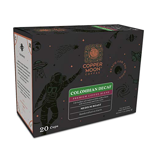 Image of Copper Moon Single Serve Decaffeinated Coffee Pods for Keurig K Cup Brewers, Colombian Decaf Blend, Medium Roast Coffee, 20 Count