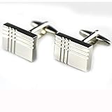 ESCYQ Manschettenknöpfe Herren,Unisex Manschettenknöpfe Silber Metallic Plain Muster Gebürstet Classic Manschettenknöpfe Hülse Nagel Business Hochzeit Bräutigam Accessoires Französische Manschett
