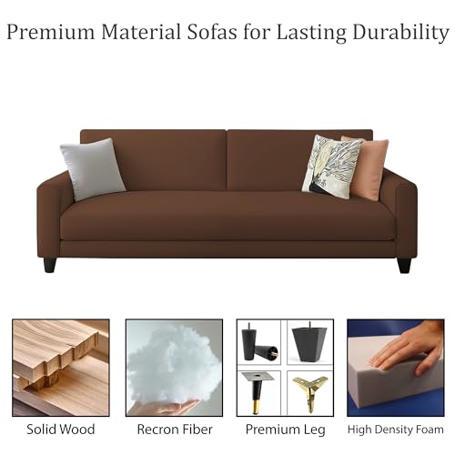 Image of Kathleen 3 Seater Sofa Set for Living Room - Foldable Convertible Couch Furniture for Home, Office or Guest Use, Modern Designer Stylish Comfortable (Brown)