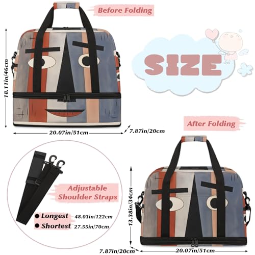 Large Weekender Overnight Bags Funny Abstract Vertical Stripes Travel Duffel Bag for Women Men Gym Bag With Shoe Compartment Foldie Travel Tote Bag Carry On Personal Item Bag for Travel Gym Sports2