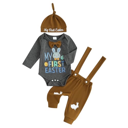 Image of Frietlebird Newborn Baby Boy Clothes Long Sleeve Romper and Pants Hat Infant Boy Coming Home Outfit 3Pcs