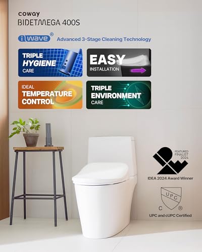 COWAY Bidetmega 400S *Elongated* Electronic Bidet Toilet Seat with Instantaneous Water Heating, Heated Seat and Dryer, Soft Close Lid, Stainless Nozzle, Self Cleaning, Remote Control - image 2