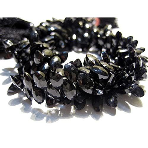 Pierres marquises facettées en spinelle noir 9x5mm pour enfilage