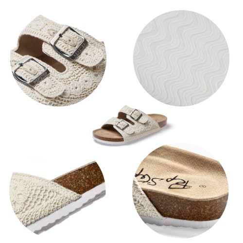Image of PepStep Slide Sandals for Women with Soft Cork Footbed and Strap, Ladies Fashion Platform Slide Sandals Comfortable Slip On Style