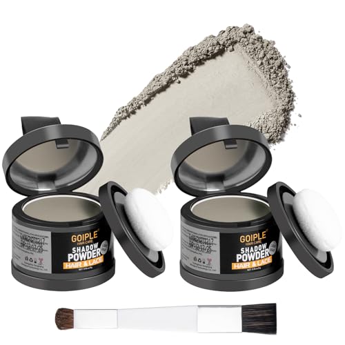Lockmio Root Cover Up Powder for Women - Light Gray Hairline Powder for Bald Spots, Eyebrows, Beard Line, Light-Blonde Hair Fibers for Thinning Hair Shadow Powder 2 Pack