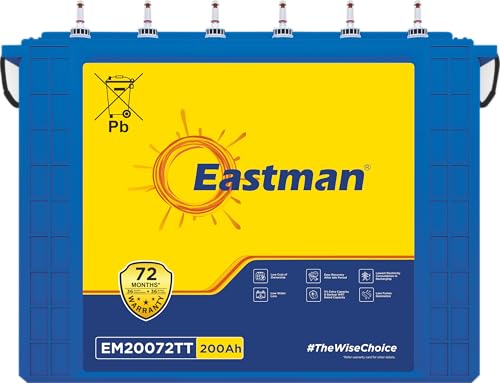 Image of Eastman EM20072TT | Tall Tubular | 200AH Inverter Battery |Warranty 72 (36+36) Months for Home & Office