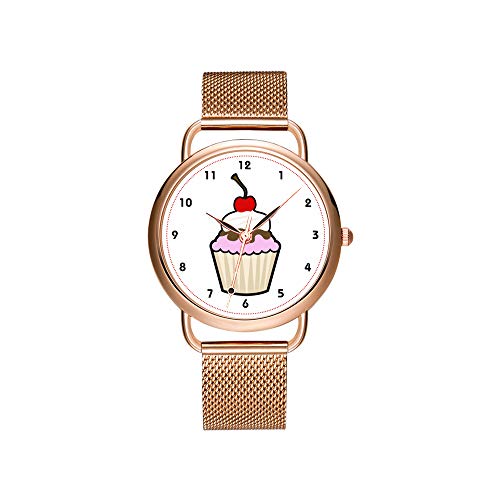 Femmes Montres Marque Dames De Mesh Ceinture Montre Ultra-Mince Montre Horloge Étanche À Quartz Montre De Noël Cupcake Montre