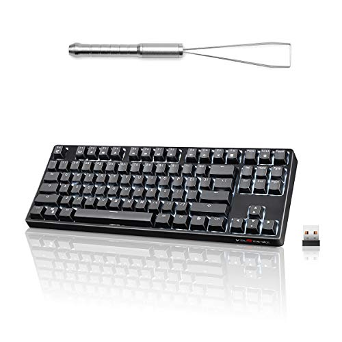 VELOCIFIRE TKL02WS Black Mechanical Keyboard with Sliver 3 in 1 Keycap Puller
