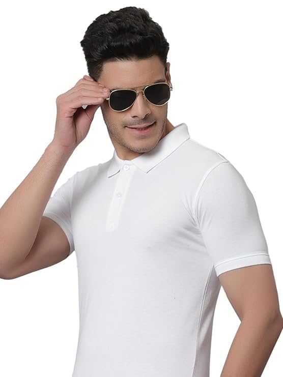 Image of Cantabil T-Shirt for Men l Breathable & Soft with Color Fastness Regular Fit Poly Cotton Fabric Solid Pattern (P CRMTSH0001)