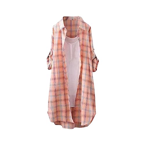 Trachtenhemd Damen Karierte Flanellhemd Lässiges Flanellhemden...