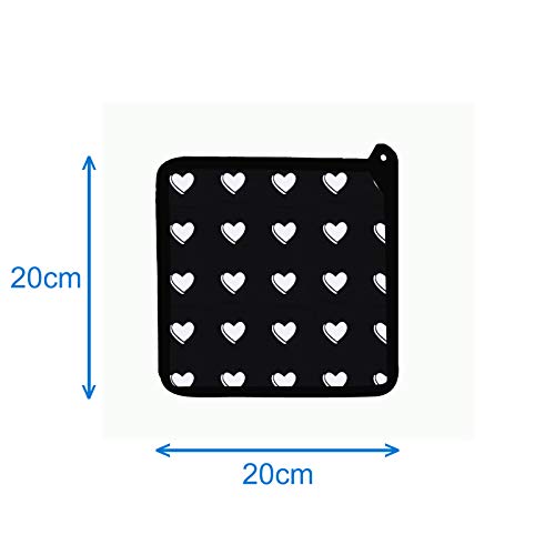 Image of Airwill Cotton Designer Pattern Heat Resistant Kitchen Linens (1 Oven Mitt & 1 Pot Holder) (Black,White)