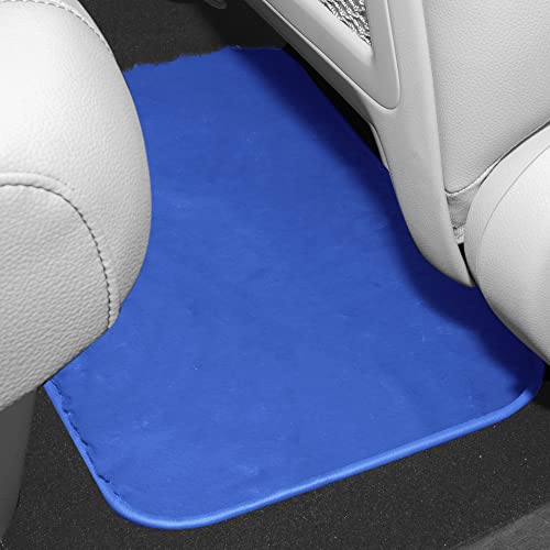 Image of FH Group Universal Fit Full Set Doe16 Faux Rabbit Fur Automotive Floor Mats Fits Most Cars, SUVs, Trucks and Vans Blue