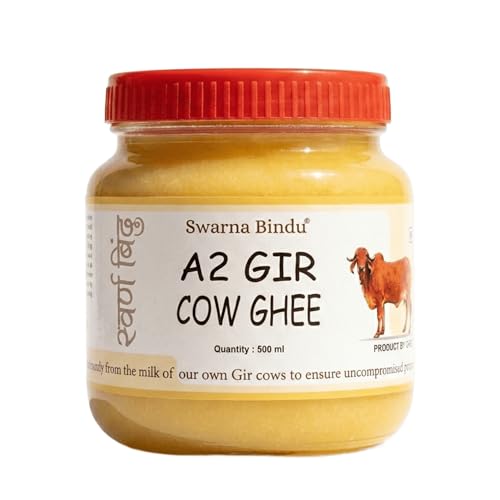 Image of Swarna Bindu A2 Gir Cow Ghee | Bilona Vedic Method | Pure Desi A2 Ghee from Gir Cows | Handmade | Lactose Free | Rich Aroma Nutrition | 500ml Pack of 1