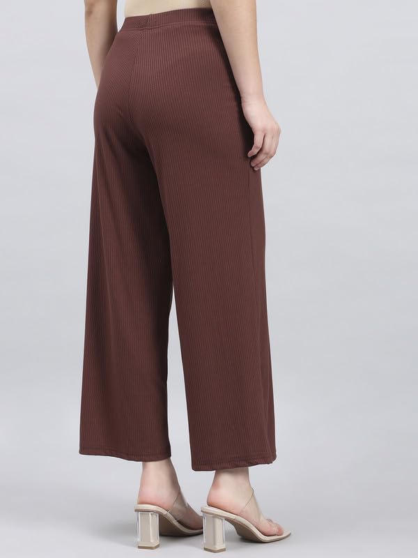 Image of GO COLORS Soft Rayon Blend Rib Palazzo Full Length for Women| Breathable, Mid Rise
