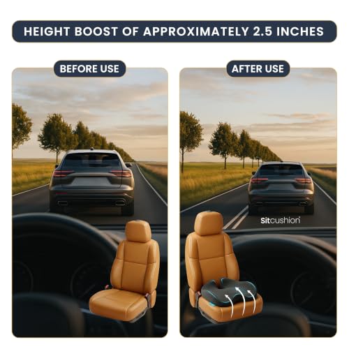 Image of SitCushion Car Seat Cushion for Long Driving - X Large Memory Foam Seat Cushion for Sciatica & Tailbone Pain Relief, Orthopedic Coccyx Cushion with Non-Slip Bottom, Back Pillow for Car, Truck (Black)