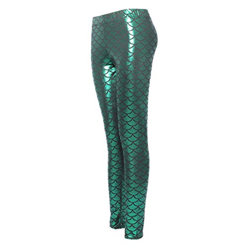 VALICLUD Leggings de sirena con escamas de pescado brillantes, para fiestas de actuación, verde, 40
