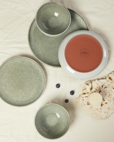 Image of Pokini Ceramic Dinnerware Sets for 4, 12pcs Plates and Bowls Sets Dish Set