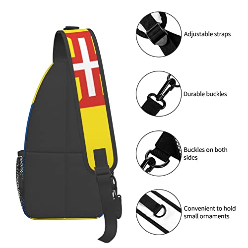 Mochila cruzada unisex negra fashion para senderismo miniatura 6