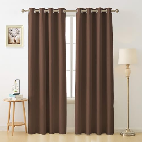 Image of Cloth Fusion Blackout Curtains, Brown, Long Door 9 ft, Set of 2 | 3-Layer Triple Weave, Up to 90% Light Block, Thermal Insulated, Premium Steel Grommets, Set of 2