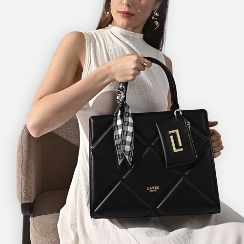 Image of Lavie Luxe Women's Quare26 Extra Large Laptop Satchel Bag | Upto 14 Inch | Satchel Handbag for Work | Ladies Purse | Stylish Shoulder Bag | Gift for Women