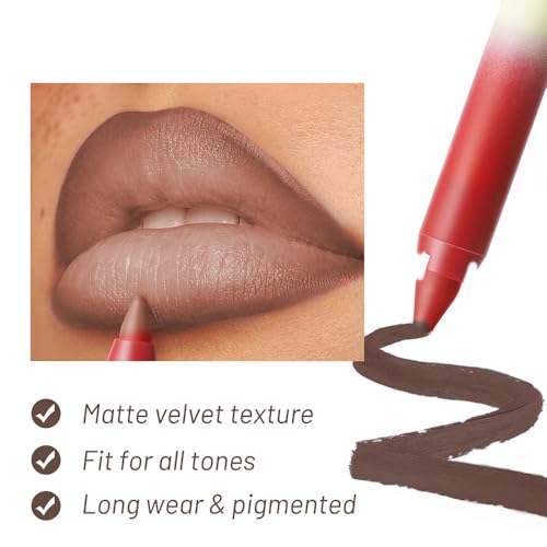 Image of Mocha Brown Matte Lip Liner Pencil - Smooth & Moisturizing Lip Pencil for Precise Contour, Rich Color Payoff, Lightweight Everyday Lip Makeup, Twist-Up Design,07#