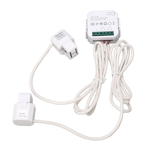 Single Phase Energy Meter, High Accuracy Overload 0.2A-80A Measurement Range 2.4GHz 100?240V AC Electricity Monitor for Circuit (White)
