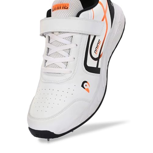 Image of DNINE Classic Men Bowling Spikes Cricket Shoes White /Orange & White /Blue