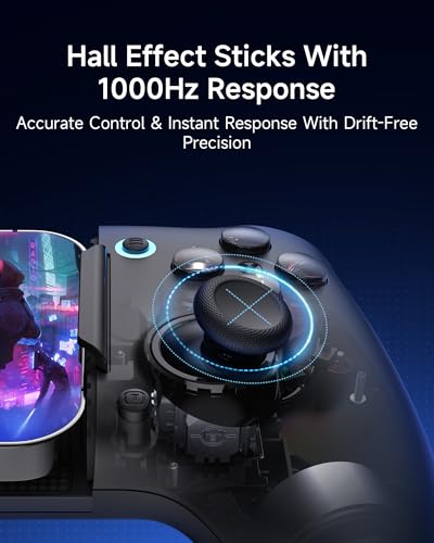 Image of EasySMX M20 Mobile Game Controller for Android, iPhone 15 /16 /17 & iPad Mini 6 /7, Dual ABXY Switch, Hall Anti-Drift Joysticks, Dual Triggers, 1000Hz Polling Rate, Plug And Play, Ideal for Soccer and Other Mobile Games,Black