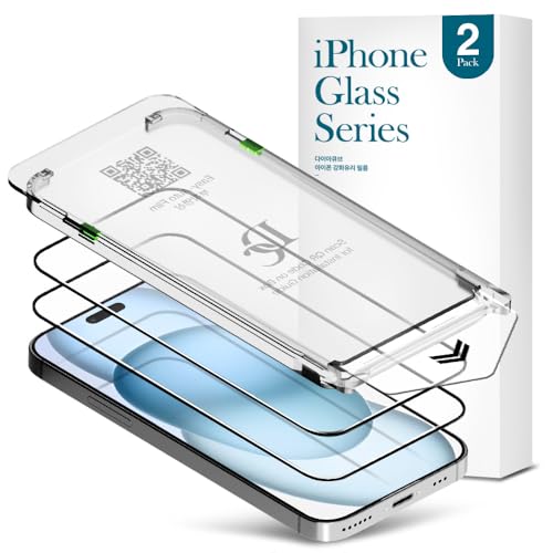 Film protecteur d'écran en verre pour iPhone 15 Plus avec kit pose automatique lot de 2