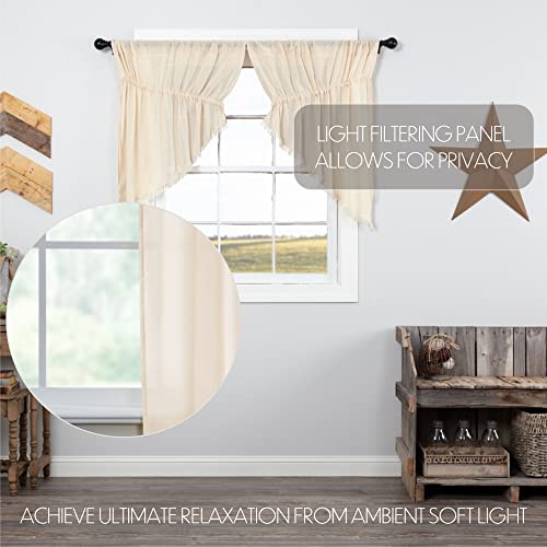 VHC-Brands-Tobacco-Cloth-Collection-Farmhouse-Kitchen100-Cotton-Country-Window-Curtains-Fringed-Prairie-Swag-Pair-2-pc-Set-Natural VHC Brands Tobacco Cloth Collection Farmhouse Kitchen100 Cotton Country Window Curtains Fringed Prairie Swag Pair 2 pc Set Natural