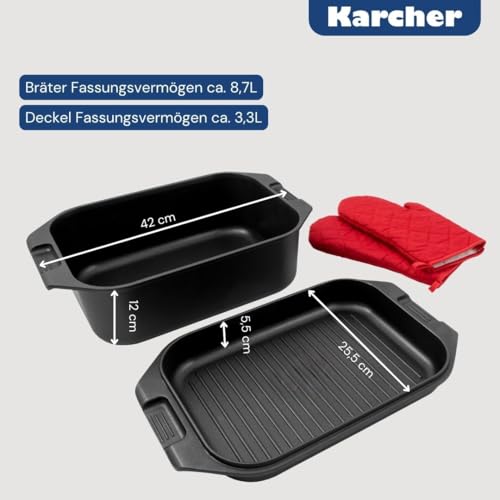 Karcher Bräter mit Deckel, 8,7 Liter, Aluguss, Schwarz, Bräter Induktion – Ansicht 3