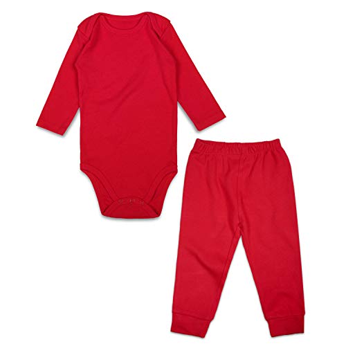 SOBOWO 2-Piece Unisex Baby Bodysuit and Pants Outfits Set for Newborn Boys Girls 0-24 Months (0-3 Months, Red)