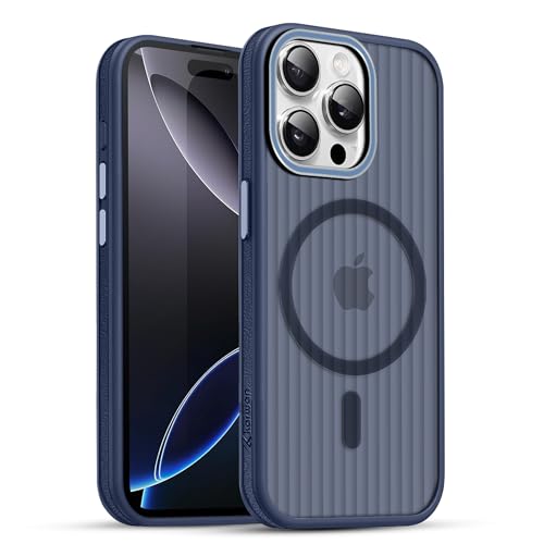 Image of KARWAN Polycarbonate Beam Magnetic Protective Cover Compatible with iPhone 15 Pro Camera & Body Protection|Anti Shock,Scratch Resistant|Precise Cutouts Modern Design|Wireless Charging (Blue)