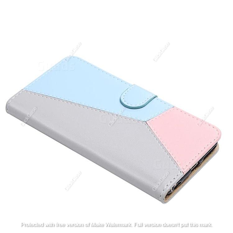 Image of ClickCase Pastel Series Faux Leather Magnetic Card Holder Wallet Kickstand Case Flip Cover for vivo Y27 (Soft Tricolor)