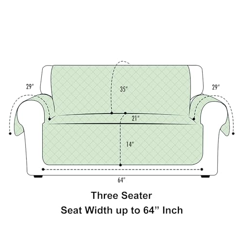 Image of DREAM KING 3 Layers Reversible Sofa Cover Polyester 3 Seater Quilted Sofa Cover with Side Pockets Grey & Navy Blue