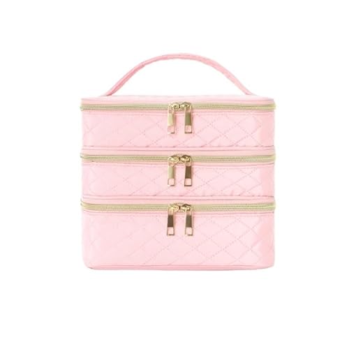 YMGSCC Three layer Fabric Cosmetic Bag for Ladies Portable Toiletries Travel Storage Bags