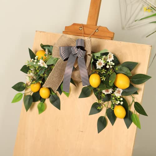 Smljfo Flower Swag Artificial Lemon Swag 22In Spring/Summer Wreath Fruit Wreath Garland With Ribbon Daisy And Eucalyptus Leaves For Wedding Home Party Wall Decor #TOP6