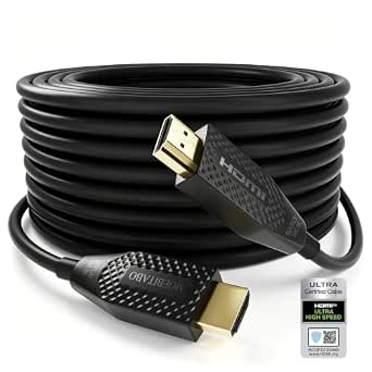 8K Long Fiber Optic HDMI Cable in-Wall CL3 Rated 50ft Ultra High Speed HDMI 2.1 Cord