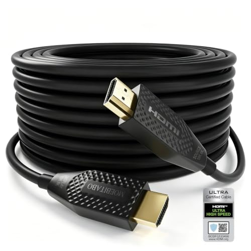 Image of 8K Long Fiber Optic Hdmi cable in-Wall CL3 Rated 48Gbps 50ft Certified Ultra High speed HDMI 2.1 Cord 8K@60Hz 4K@120Hz 10K@30Hz HDCP 2.2&2.3, eARC HDR10 Dolby Compatible with PS5 /TV /PC /Switch /Mac /Xbox