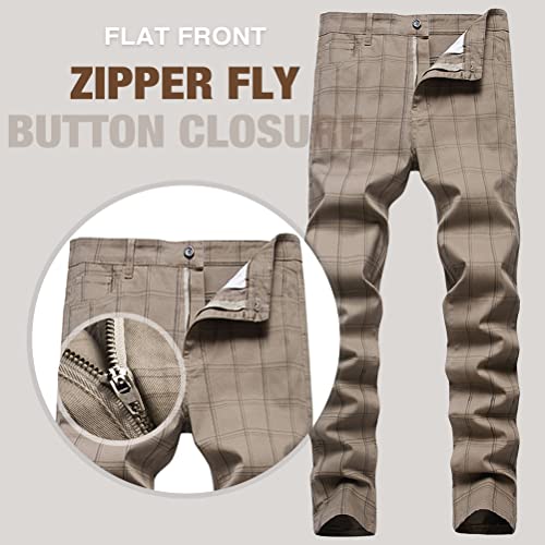 IDEALSANXUN Plaid Pants for Men Dress Chino Stright Leg Casual Skinny Pants2