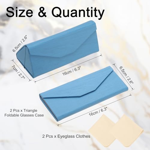 Image of PATIKIL Foldable Glasses Case, Triangle Magnetic Sunglasses Organizer Case PU Leather Eyeglass Case with Cloth for Glasses