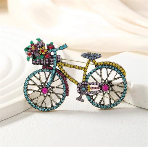 Image of WCRAZYE Rhinestone Bicycles Brooch Pin for Women Girls Creative Retro Elegant Handmade Red Pink Blue Traffic Bike Brooches Pins Classic Wedding Fashion Jewelry Accessories Gift