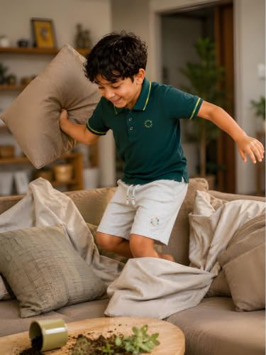 Image of Pilolo Kids Soft Cotton Terry Lycra Adjustable Drawstring Pocket Shorts for Boys