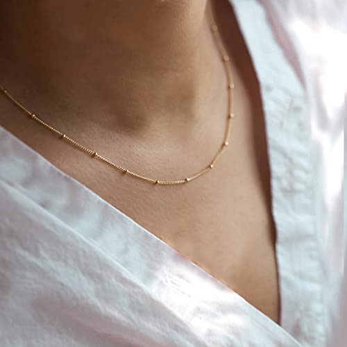 Gold Dainty Choker Necklace Cz Pearl Pendant Necklace 18k Gold Plated Beads Chain Layered Necklace for Women Jewelry Gifts4