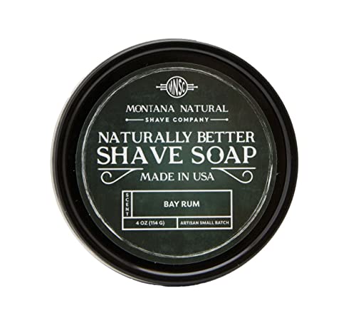 MNSC Bay Rum Artisan Small Batch Shave Soap for a Naturally Better Shave - Smooth Shave, Hypoallergenic, Prevent Nicks, Cuts, and Razor Burn, Handcrafted in USA, All-Natural, Plant-Derived