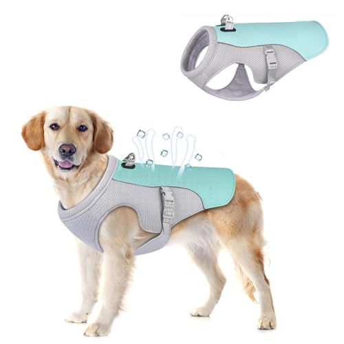 Voarge Kühlweste für Hunde, Leichtgewicht Kühlweste, Atmungsaktive Reflektierende Sicherheitsweste für Klein Mittel, UV-Schutz Hunde Kühlweste, L