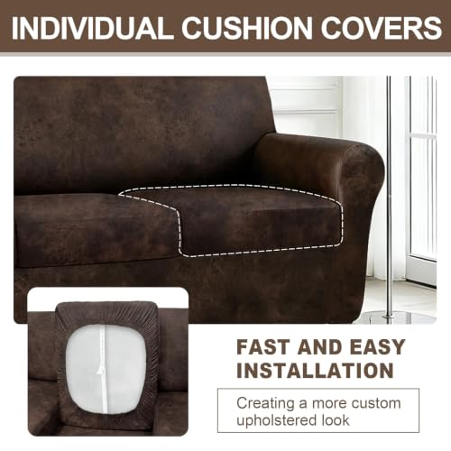 ANARACHON 4-Piece Leather-Look Sofa Cover