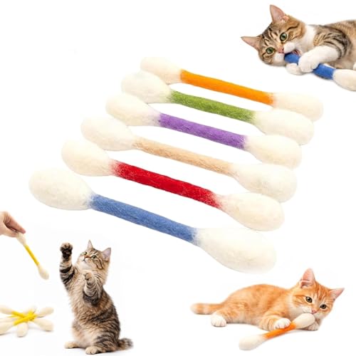 Cotton Swabs Cat Toys with Catnip,Kitten Chew Sticks for Indoor Boredom,Giant Interactive Felt Kitty Kicker Toy Sticks,Durable B