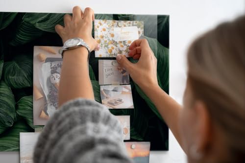 Tablero imantado de vidrio 60x40 para decorar la oficina y organizar tareas con diseño tropical 5