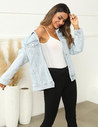 happlan Women's Oversized Denim Jacket Jean Jacket for Women3